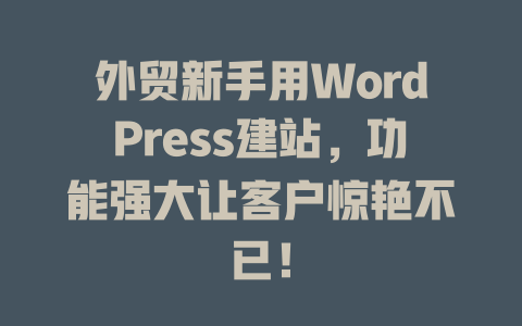 外贸新手用WordPress建站,功能强大让客户惊艳不已! 一