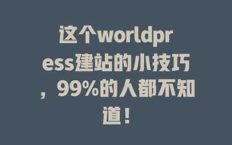 这个worldpress建站的小技巧,99%的人都不知道! 一