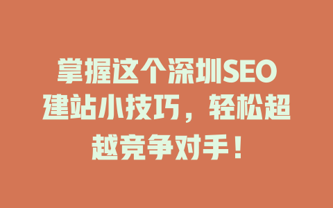 掌握这个深圳SEO建站小技巧,轻松超越竞争对手! 一