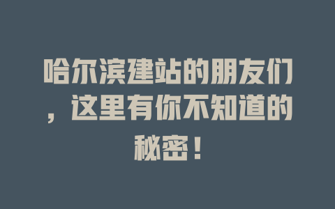 哈尔滨建站的朋友们，这里有你不知道的秘密！ 一