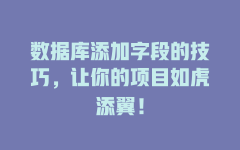 数据库添加字段的技巧，让你的项目如虎添翼！-SEO论坛-分享经验-东莞市快语信息咨询有限公司