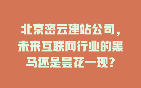 北京密云建站公司,未来互联网行业的黑马还是昙花一现? 一