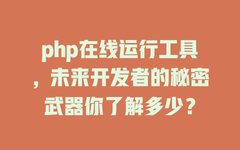 php在线运行工具,未来开发者的秘密武器你了解多少? 一