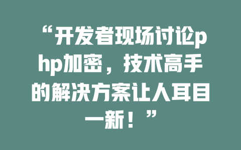 “开发者现场讨论php加密,技术高手的解决方案让人耳目一新!” 一