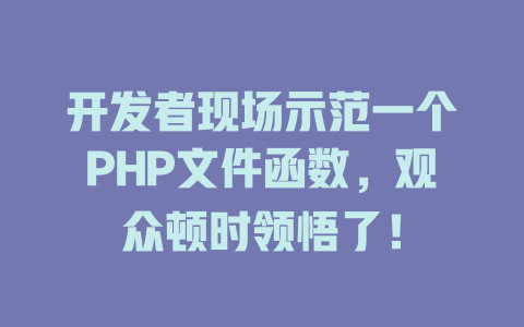 开发者现场示范一个PHP文件函数,观众顿时领悟了! 一