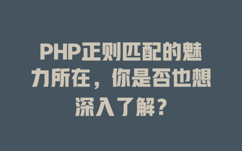 PHP正则匹配的魅力所在，你是否也想深入了解？-SEO论坛-分享经验-东莞市快语信息咨询有限公司