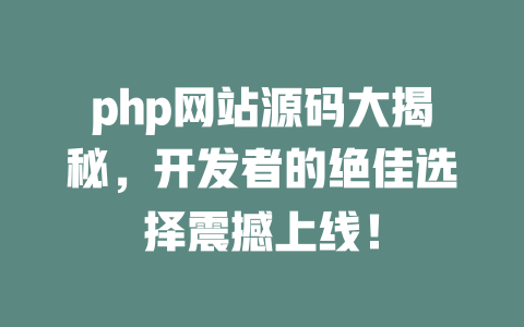 php网站源码大揭秘,开发者的绝佳选择震撼上线! 一
