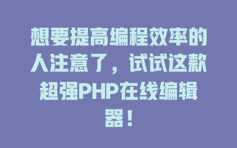 想要提高编程效率的人注意了,试试这款超强PHP在线编辑器! 一