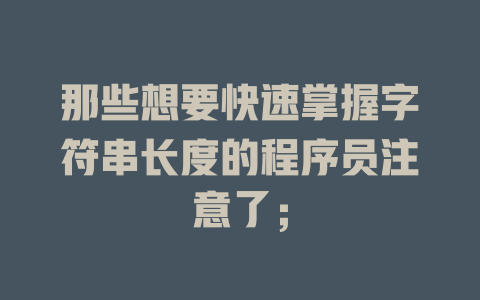那些想要快速掌握字符串长度的程序员注意了; 一