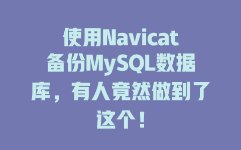 使用Navicat备份MySQL数据库，有人竟然做到了这个！-SEO论坛-分享经验-东莞市快语信息咨询有限公司