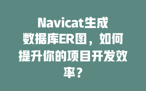 Navicat生成数据库ER图,如何提升你的项目开发效率? 一