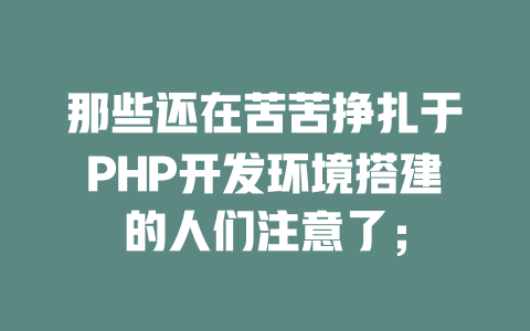 那些还在苦苦挣扎于PHP开发环境搭建的人们注意了; 一