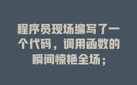 程序员现场编写了一个代码,调用函数的瞬间惊艳全场; 一