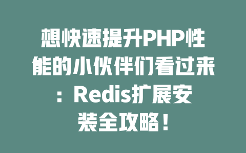 想快速提升PHP性能的小伙伴们看过来:Redis扩展安装全攻略! 一