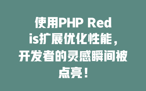 使用PHP Redis扩展优化性能,开发者的灵感瞬间被点亮! 一
