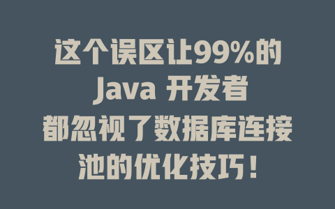 这个误区让99%的 Java 开发者都忽视了数据库连接池的优化技巧! 一
