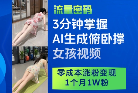 3分钟掌握AI生成俯卧撑女孩视频，零成本涨粉变现，1个月1W粉-SEO论坛-分享经验-东莞市快语信息咨询有限公司