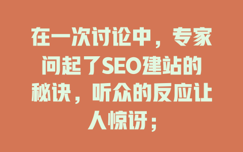 在一次讨论中，专家问起了SEO建站的秘诀，听众的反应让人惊讶；-SEO论坛-分享经验-东莞市快语信息咨询有限公司