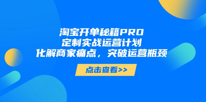 淘宝开单秘籍PRO，定制实战运营计划，化解商家痛点，突破运营瓶颈-SEO论坛-分享经验-东莞市快语信息咨询有限公司