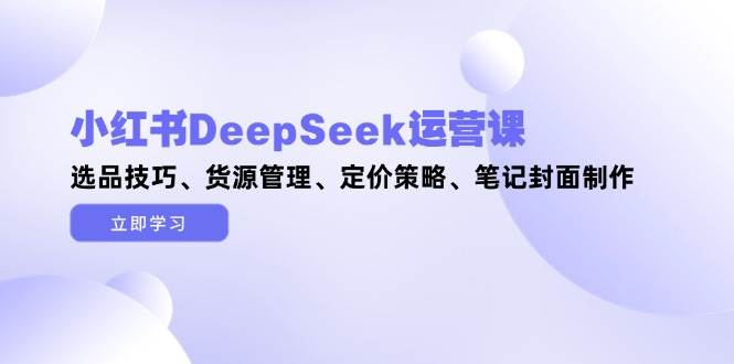 小红书DeepSeek运营课，选品技巧、货源管理、定价策略、笔记封面制作-SEO论坛-分享经验-东莞市快语信息咨询有限公司