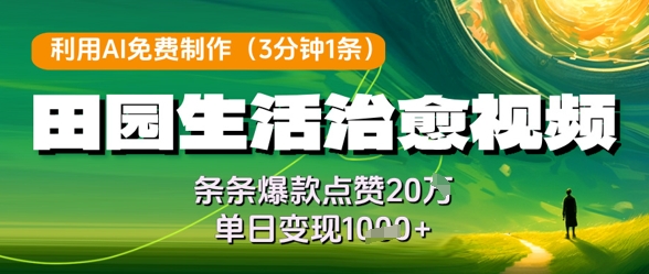 利用AI免费制作田园生活治愈视频，条条爆款点赞20W，单日变现几张-SEO论坛-分享经验-东莞市快语信息咨询有限公司