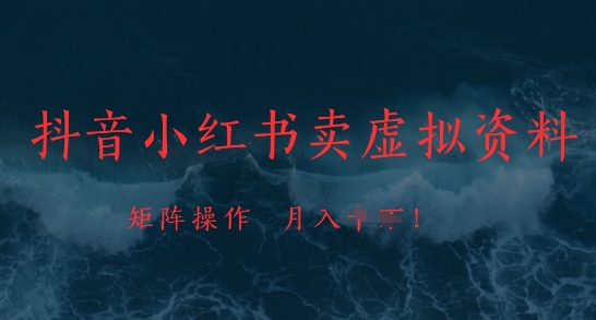 抖音小红书卖虚拟资料，市场需求一直存在，矩阵操作，月入1w+-SEO论坛-分享经验-东莞市快语信息咨询有限公司