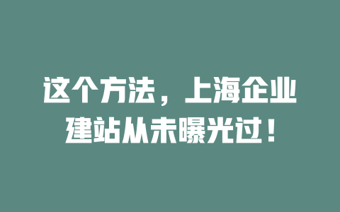 这个方法，上海企业建站从未曝光过！-SEO论坛-分享经验-东莞市快语信息咨询有限公司