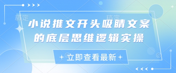小说推文开头吸睛文案的底层思维逻辑实操-SEO论坛-分享经验-东莞市快语信息咨询有限公司
