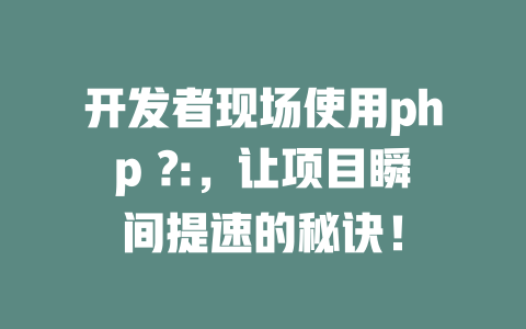 开发者现场使用php ?:，让项目瞬间提速的秘诀！-SEO论坛-分享经验-东莞市快语信息咨询有限公司