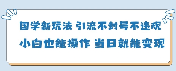 国学新玩法，引流不封号不违规小白也能操作，当日就能变现-SEO论坛-分享经验-东莞市快语信息咨询有限公司