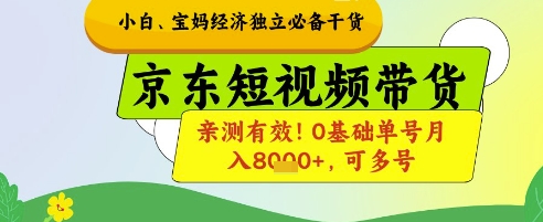 小白宝妈经济独立必备干货，京东短视频带货，亲测有效!0基础单号月入8k+，可多号【揭秘】-SEO论坛-分享经验-东莞市快语信息咨询有限公司