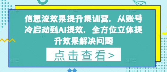 信息流效果提升集训营，从账号冷启动到AI提效，全方位立体提升效果解决问题-SEO论坛-分享经验-东莞市快语信息咨询有限公司