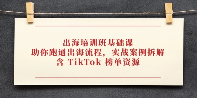 出海培训班基础课，助你跑通出海流程，实战案例拆解，含 TikTok 榜单资源-SEO论坛-分享经验-东莞市快语信息咨询有限公司